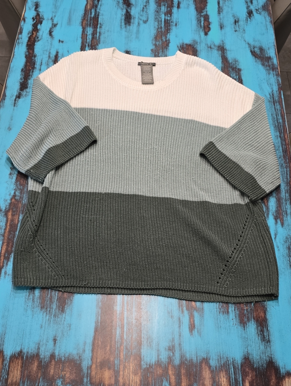Matty M Cream, Slate  & Gray Colorblock Crewneck Sweater